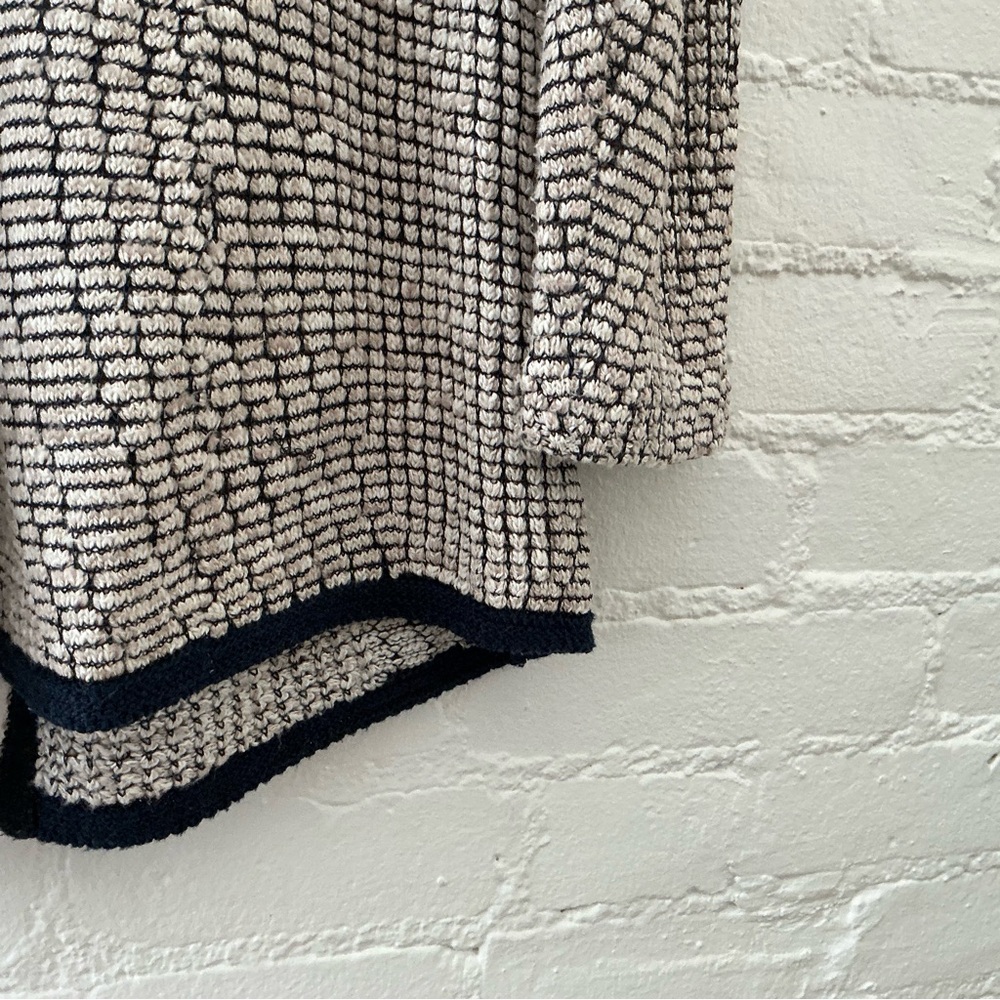 NIC+ZOE Open Cardigan Sweater Cream Black Textured Knit Layer Casual Chic Sz M - Picture 11 of 13